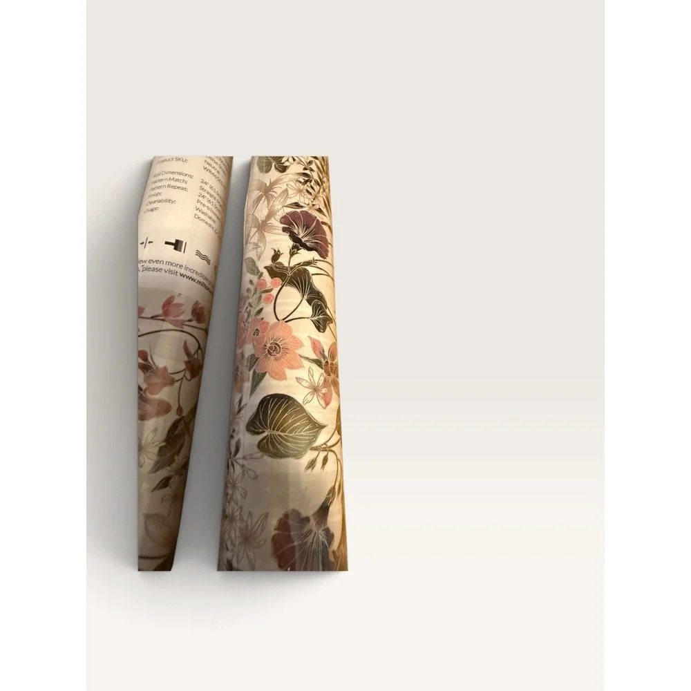 NIB (2) Milton and King County Flowers Neutral Wallpaper Set $420 Sealed